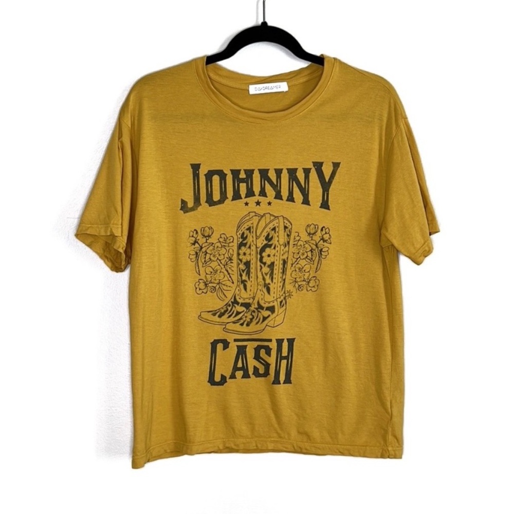 Daydreamer Johnny Cash Graphic Tee – Mustard Yellow, Size S